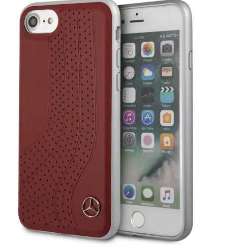 MERCEDES IPHONE 8 REAL LEATHER HARD CASE-RED