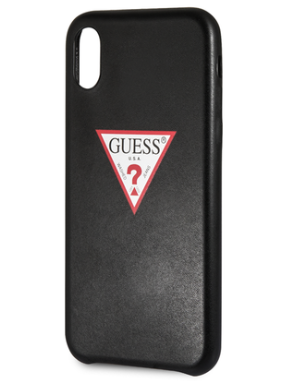 Guess - PU Leather Case Triangle Logo for iPhone X- Black