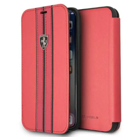 CG Mobile Ferrari Urban Off Track Leather Book Type Case for iPhone X - Red