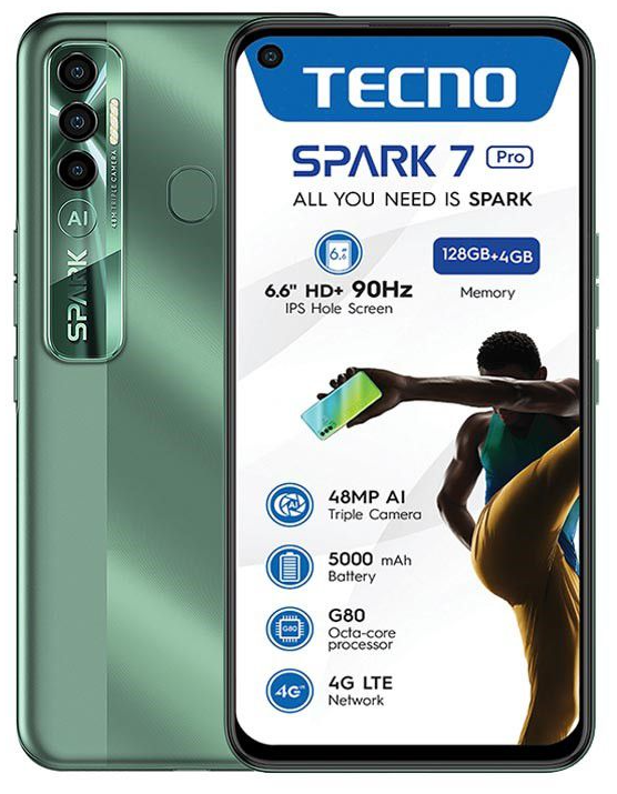 Tecno Spark 7 Pro 128GB Dual Sim - Spruce Green (Vodacom Locked)